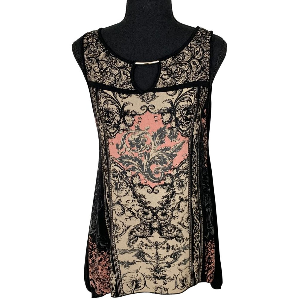 Abstract Asymmetrical Sleeveless Top